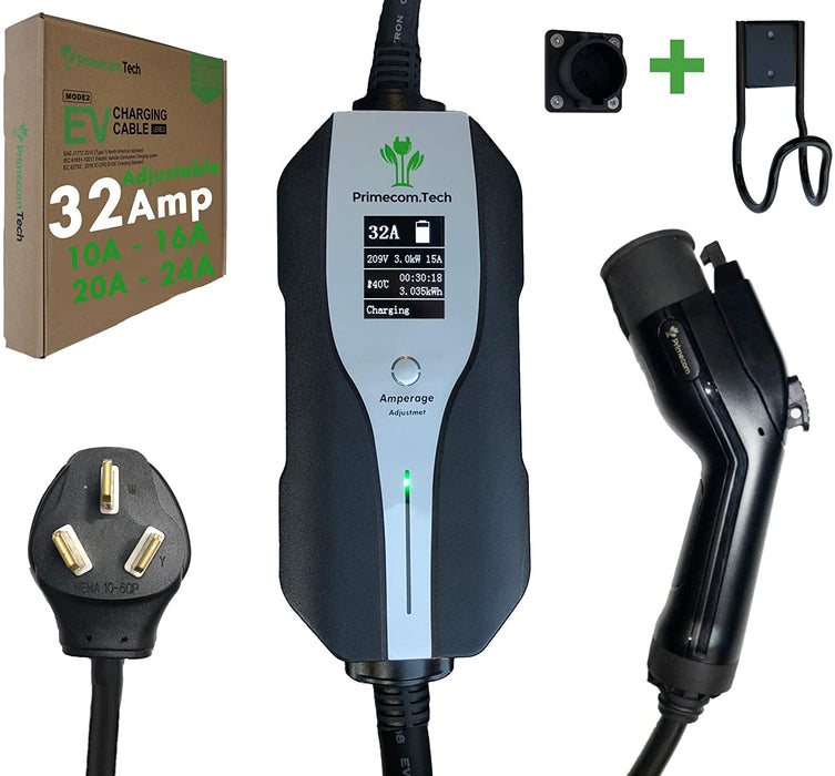 Primecom 32 Amp Level 2 Electric Vehicle (EV) Charger Amperage Adjustable