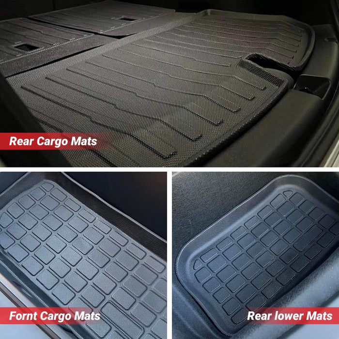 Tesla Model 3 Highland 2024 Floor Mat Set with Door Sill Protector - 6PCS Full Cover TPE Waterproof