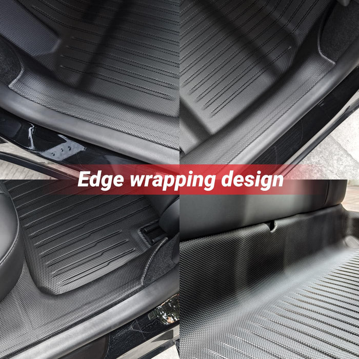 Tesla Model 3 Highland 2024 Floor Mat Set with Door Sill Protector - 6PCS Full Cover TPE Waterproof