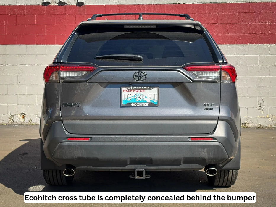 Toyota RAV4/Prime 2019-2025 EcoHitch Hidden Trailer Hitch | Stainless or Standard 2 inch Receiver + Optional Wiring Harness | 5,000 lb Tow