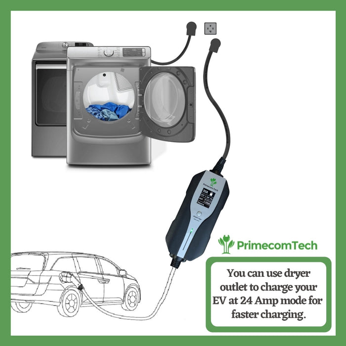Primecom 32 Amp Level 2 Electric Vehicle (EV) Charger Amperage Adjustable