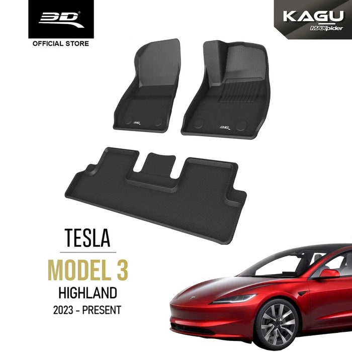 Model 3 Highland 2024-2026 | 3D MAXpider Kagu Floor Mat Set - Custom Fit for Tesla Model 3 Highland 2024-2026 (Black)