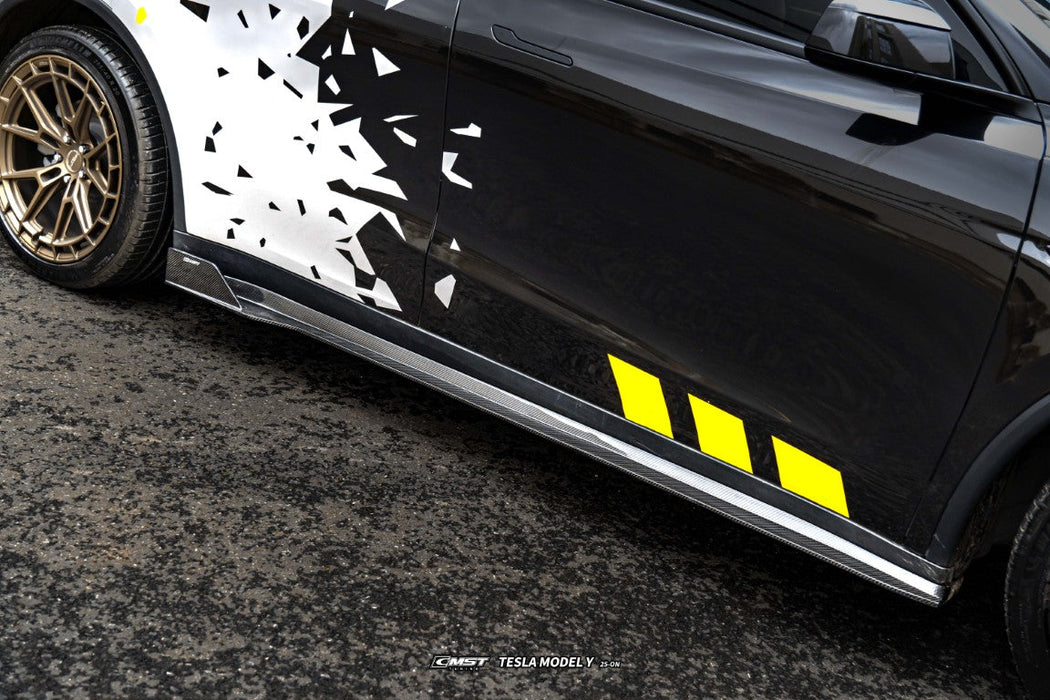 Faldones laterales CMST Tuning V1 para Tesla Model Y Juniper 2026-ON en fibra de carbono/FRP