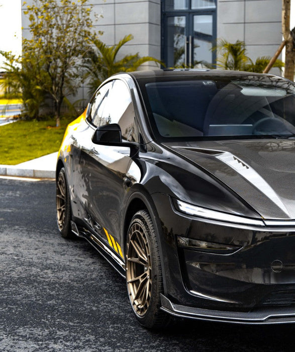Faldones laterales CMST Tuning V1 para Tesla Model Y Juniper 2026-ON en fibra de carbono/FRP