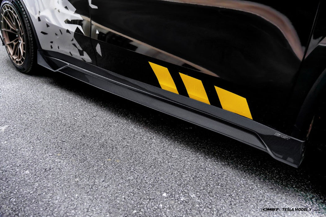 Faldones laterales CMST Tuning V2 para Tesla Model Y Juniper 2026-ON en fibra de carbono/FRP