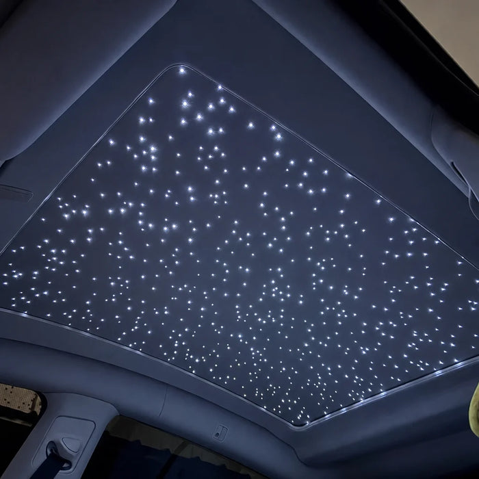 Starry sky sunshade installed under the glass roof, daytime view