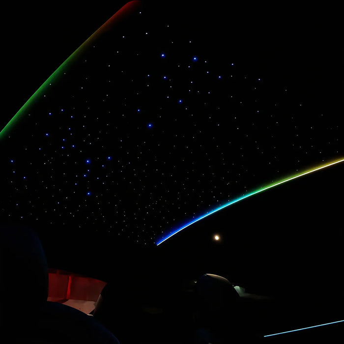 Starlight sunshade with multicolor rainbow ambient lighting at night