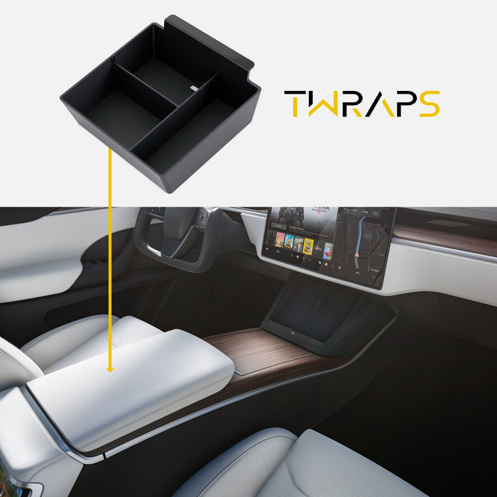 Center Console Storage Tray | Tesla Model S & Model X 2021-2026 Armrest Organizer