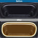 Comparison of a black plastic container before and after treatment, with 'Before' on top and 'After' on the bottom in a 2026 Tesla Model Y Juniper Frunk LED Light