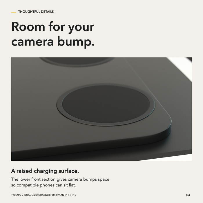 Dual Wireless Charging Pad | Rivian R1T/R1S 2021-2026, MagSafe Compatible Charger