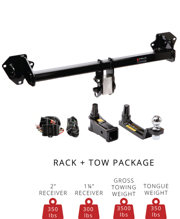 Stealth Hidden Hitch SHR70002 Tow + Rack Combo contents and 3,500 lb rating for Genesis GV60