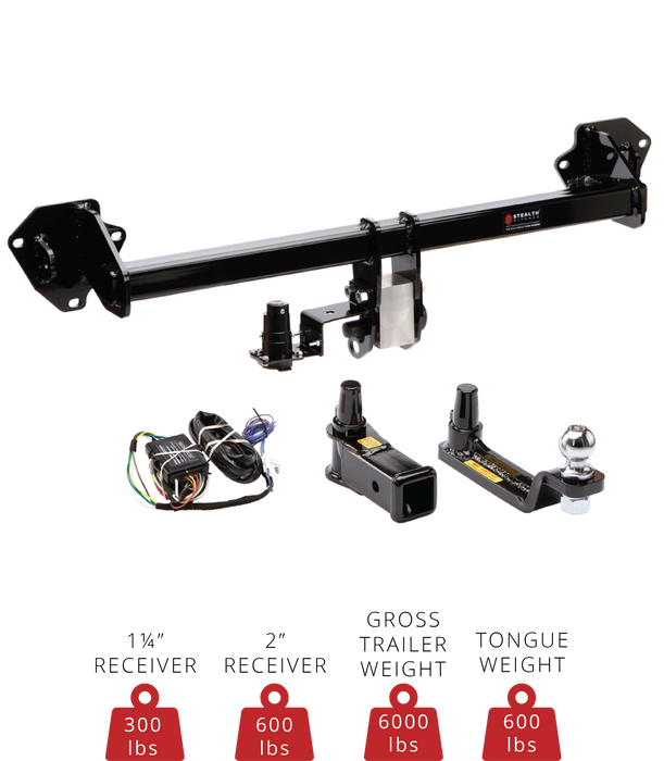 Stealth Hidden Hitch SHR70001 Tow + Rack Combo package contents and 6,000 lb weight rating for Genesis GV80