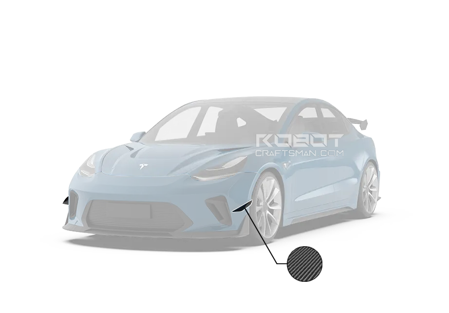 "Hacker"  Narrow Body Front Bumper Canards For Tesla Model 3