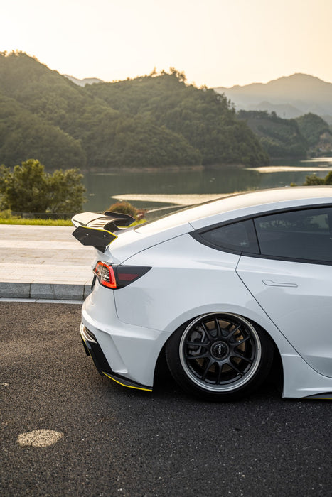 "Hacker" V3 Double Decker Rear Spoiler Wing For Tesla Model 3