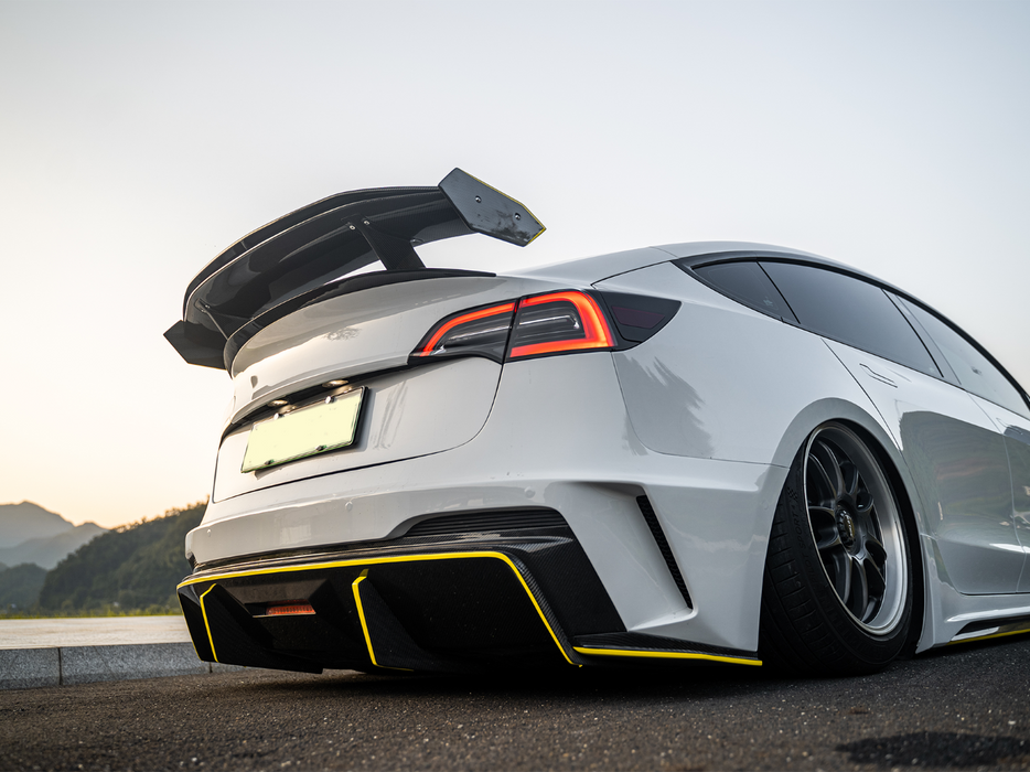 "Hacker" Widebody V3 Double Decker Rear Spoiler Wing For Tesla Model 3