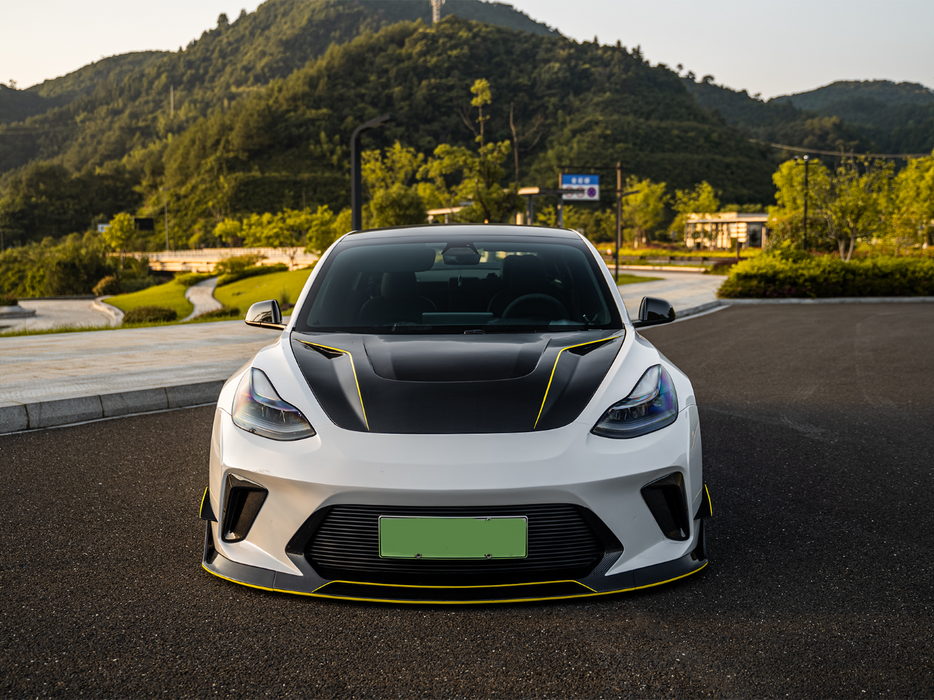 "Hacker"  Narrow Body Front Bumper Canards For Tesla Model 3