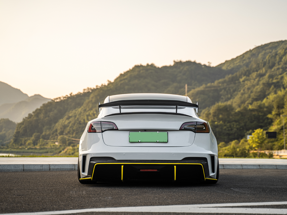 "Hacker" Widebody V3 Double Decker Rear Spoiler Wing For Tesla Model 3