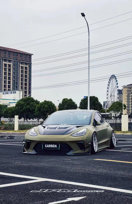 "Hacker"  Widebody Front Bumper Canards For Tesla Model 3