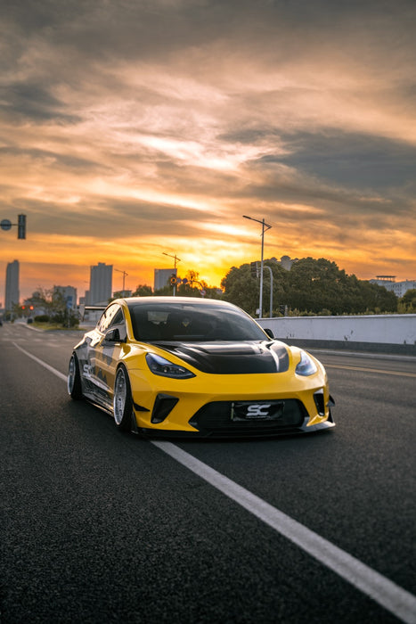 "Hacker"  Widebody Front Bumper & Front Lip For Tesla Model 3