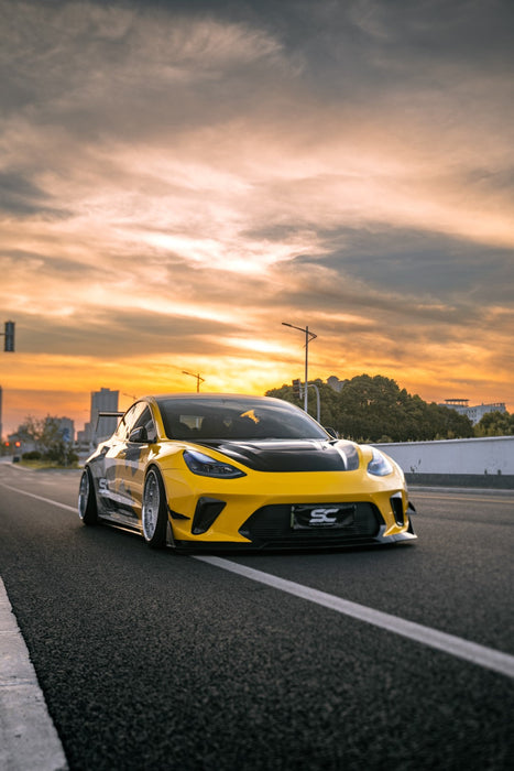 "Hacker"  Widebody Front Bumper & Front Lip For Tesla Model 3