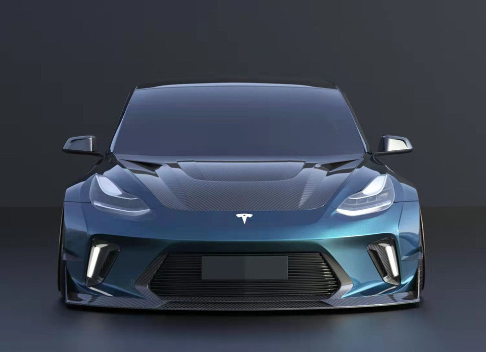 "Hacker"  Widebody Front Bumper & Front Lip For Tesla Model 3