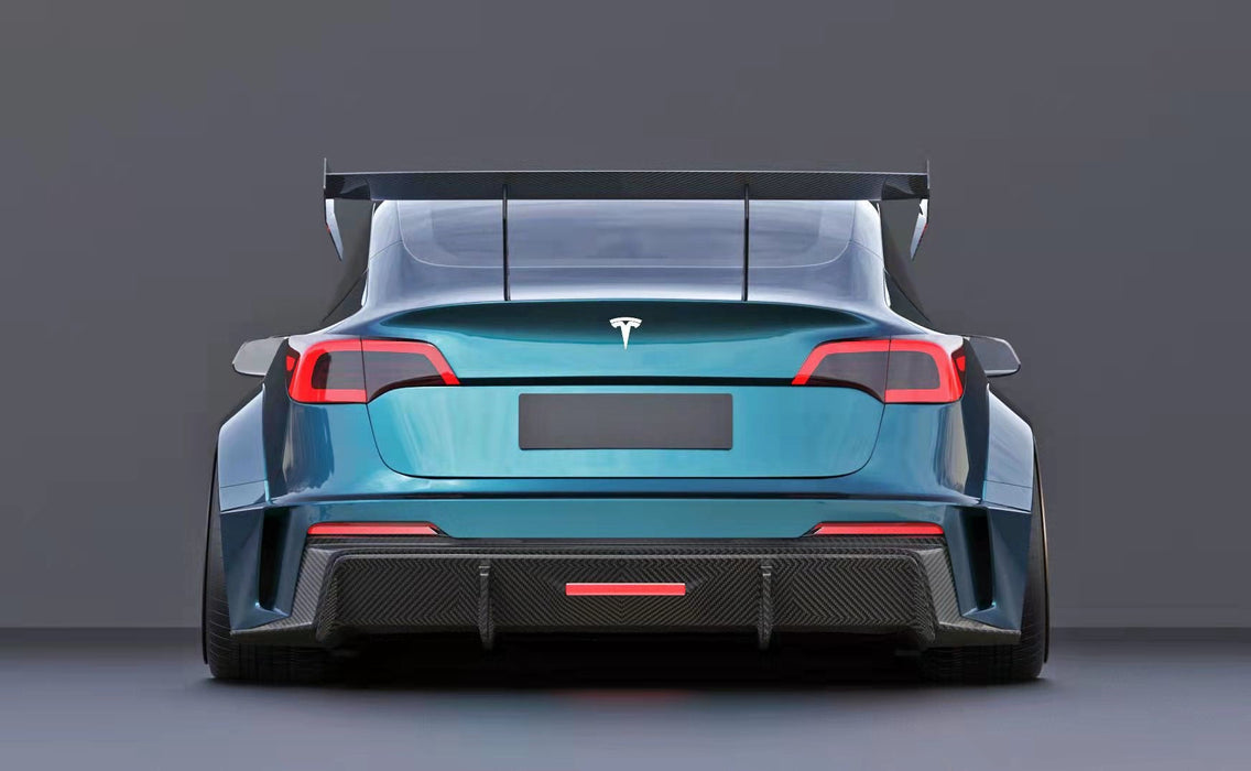 "Hacker"  Widebody Rear Bumper & Rear Diffuser For Tesla Model 3