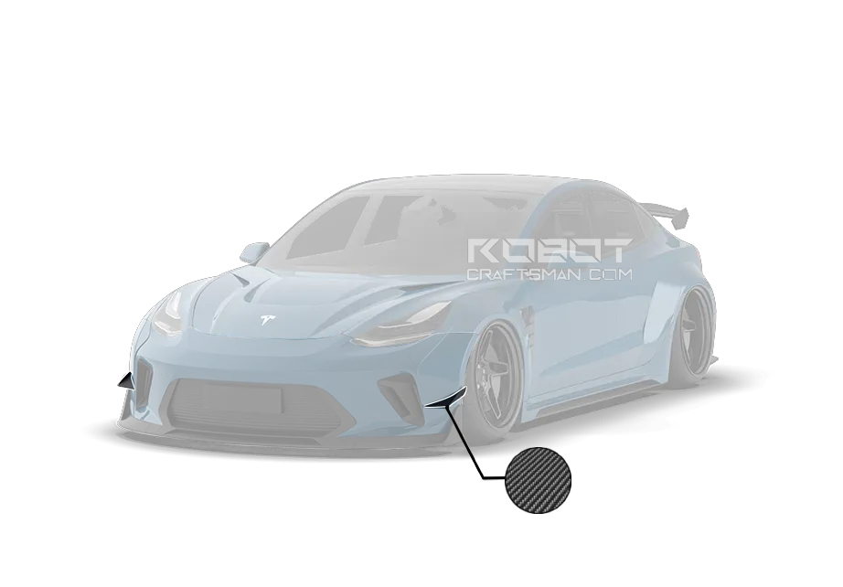 "Hacker"  Widebody Front Bumper Canards For Tesla Model 3