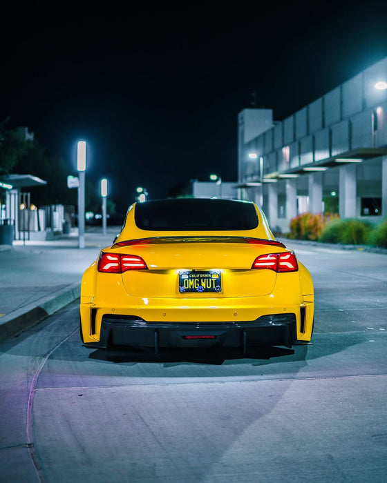 "HACKER" Rear Bumper & Diffuser for Tesla Model 3 Performance/Base Carbon Fiber/FRP