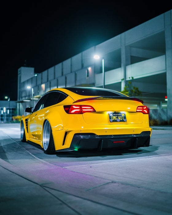 "HACKER" Rear Bumper & Diffuser for Tesla Model 3 Performance/Base Carbon Fiber/FRP