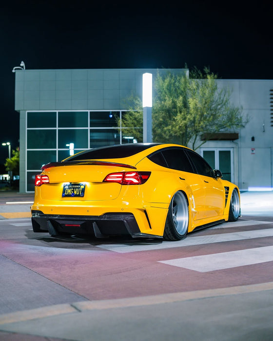 "HACKER" Rear Bumper & Diffuser for Tesla Model 3 Performance/Base Carbon Fiber/FRP