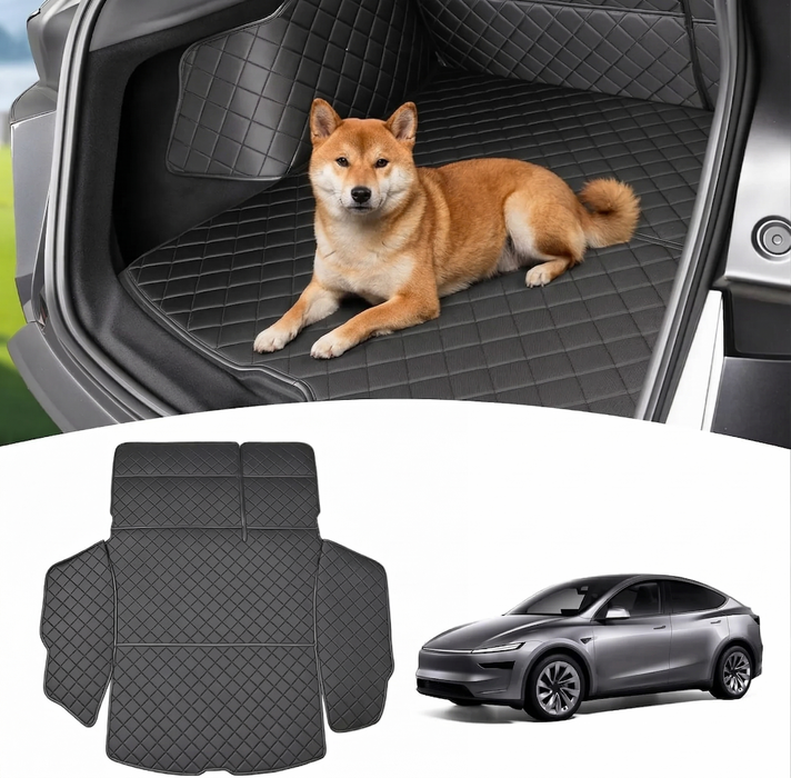 Tesla Model Y Juniper Trunk Mat 2025-2026 & 2019-2024 | Waterproof All-Weather Cargo Liner & Dog Seat Cover