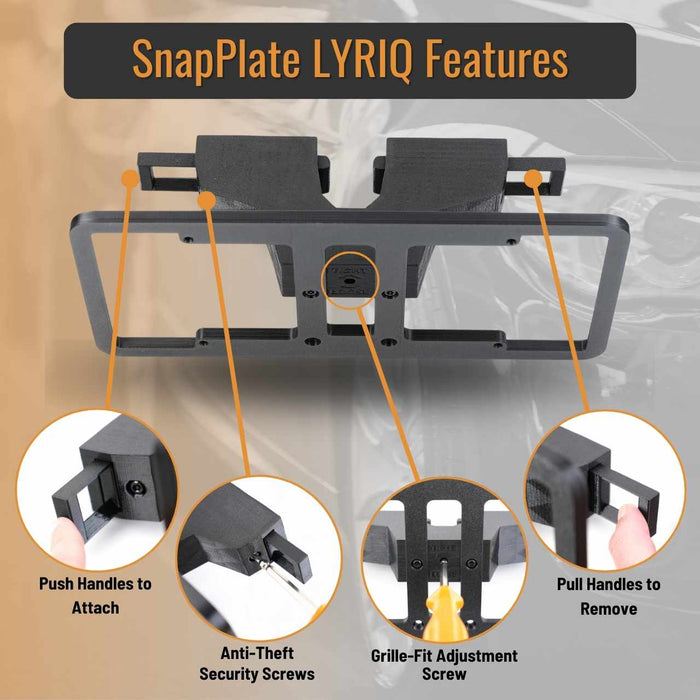 Cadillac LYRIQ SnapPlate No-Drill Front License Plate Holder