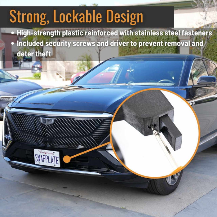 Cadillac LYRIQ SnapPlate No-Drill Front License Plate Holder