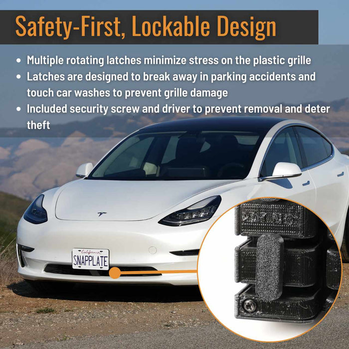 Tesla Model 3 SnapPlate Front License Plate Holder