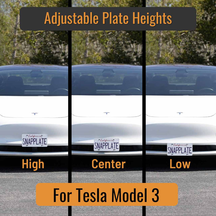 Tesla Model 3 SnapPlate Front License Plate Holder