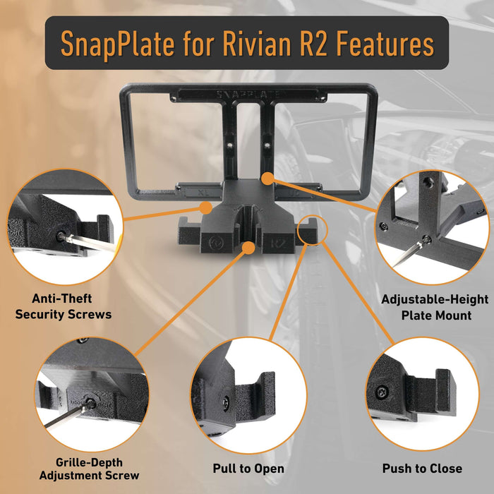 SnapPlate Front License Plate Mount for Rivian R2