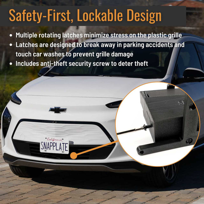 Chevrolet Bolt EUV SnapPlate No-Drill Front License Plate Holder