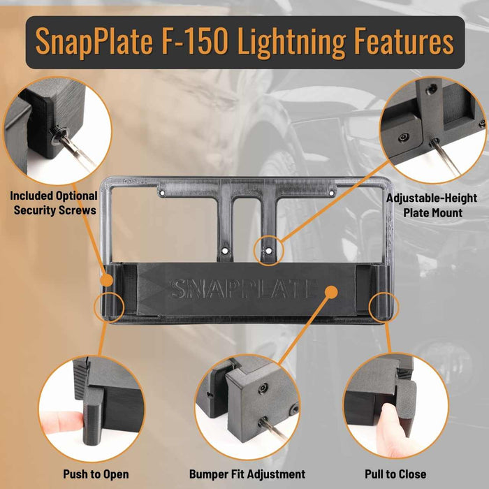 Ford F-150 Lightning EV SnapPlate No-Drill Front License Plate Bracket