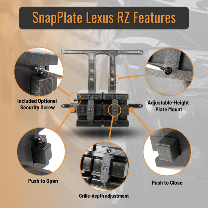 Lexus RZ SnapPlate No-Drill Front License Plate Holder