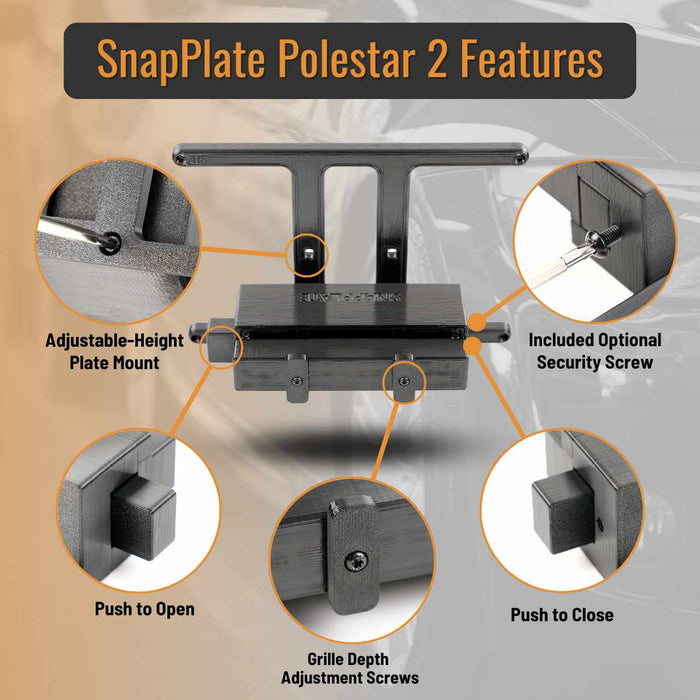 Polestar 2 SnapPlate No-Drill Front License Plate Holder