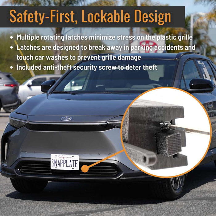 Toyota bZ4X SnapPlate No-Drill Front License Plate Holder