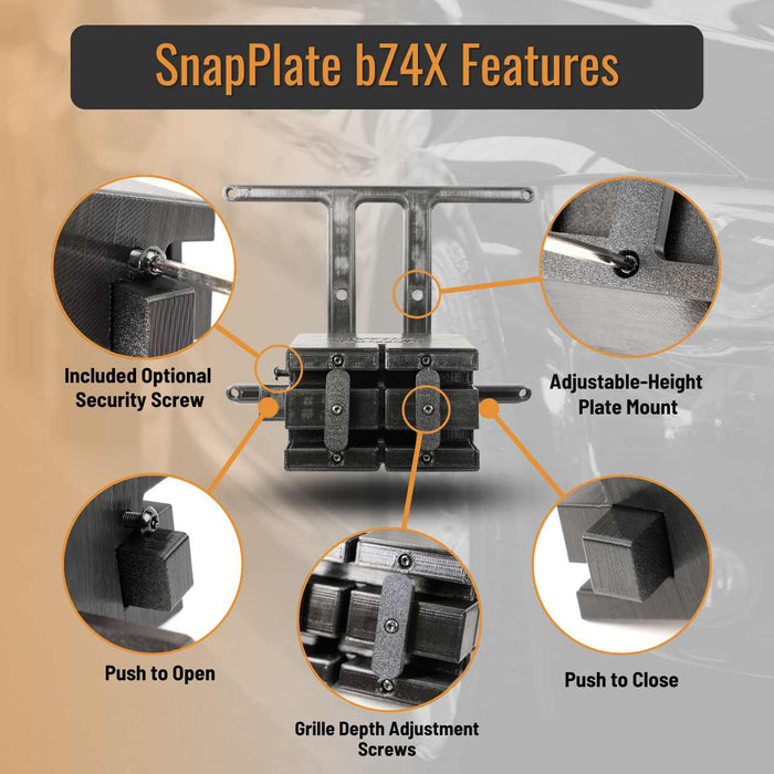 Toyota bZ4X SnapPlate No-Drill Front License Plate Holder