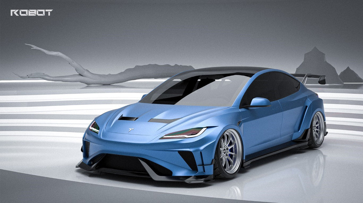 Kit completo de carrocería ancha "Hacker" para Tesla Model 3 Highland/Performance (2024-ON) en fibra de carbono/FRP