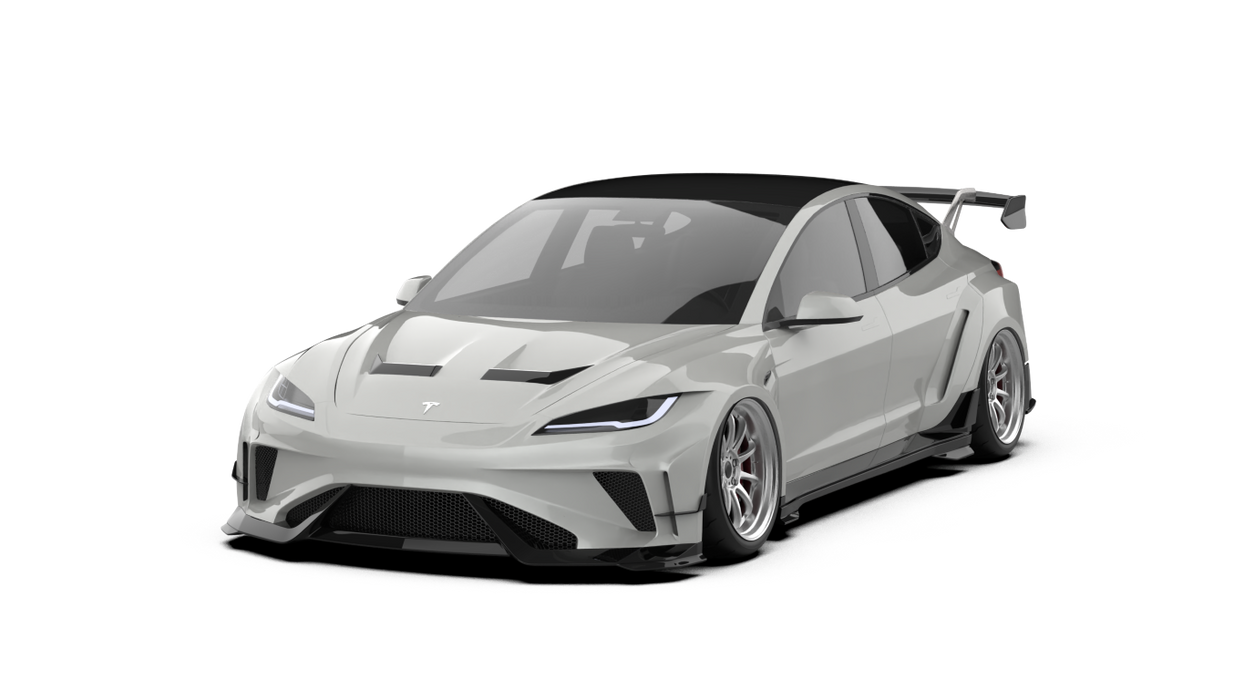 Kit completo de carrocería ancha "Hacker" para Tesla Model 3 Highland/Performance (2024-ON) en fibra de carbono/FRP