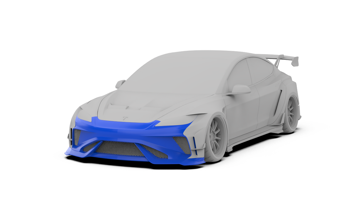 Kit completo de carrocería ancha "Hacker" para Tesla Model 3 Highland/Performance (2024-ON) en fibra de carbono/FRP