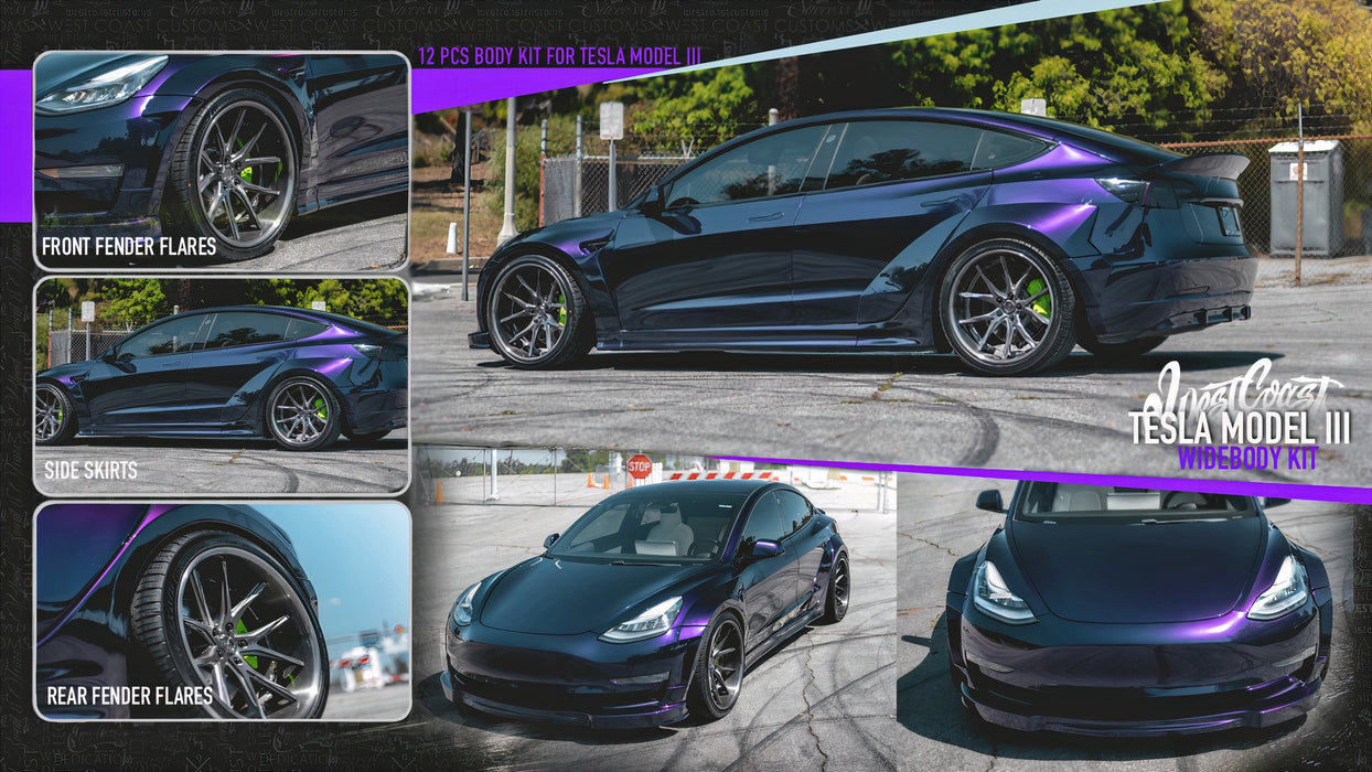 Tesla Model 3 widebody kit full car view