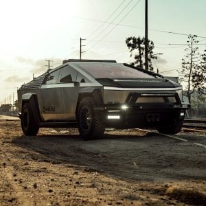 Tesla Cybertruck EVB Carbon Fiber Hood System with EVB 50” LED Light Bar