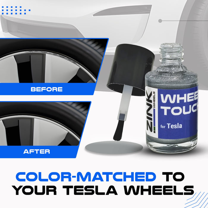 Tesla Wheel Touch-Up Paint for Model Y 19-inch Silver Gemini Rims - Color-matched Paint for DIY Curb Rash Repair