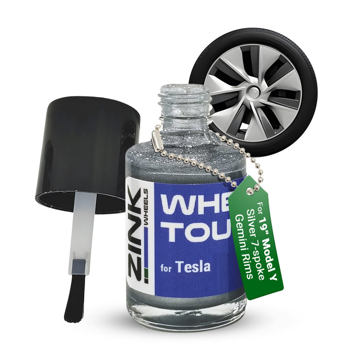Tesla Wheel Touch-Up Paint for Model Y 19-inch Silver Gemini Rims - Color-matched Paint for DIY Curb Rash Repair