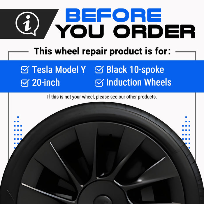 Tesla Wheel Touch-Up Paint for Model Y 20-inch Black Induction Rims - Color-matched Paint for DIY Curb Rash Repair